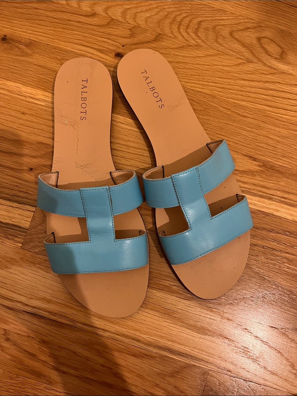 Talbots Blue Leather Slide Sandals Size 11 | Chic Summer Flats - Picture 3 of 7